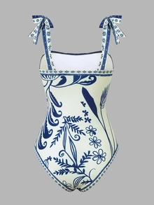 Swim Oasis Plus Size One-Piece Swimsuit, 2 Pieces Set, Minimalist, Suitable For Daily Wear, Summer, Women Beach Outfit - Multicolor - View 6