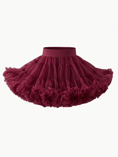 Girls' Elegant White Puff Tulle Skirt, Suitable For Spring, Summer And Autumn, Perfect For Outings, Parties And Gatherings, Can Be Paired With T-Shirts Or Shirts, Gives A Vibe, Cute And Sweet