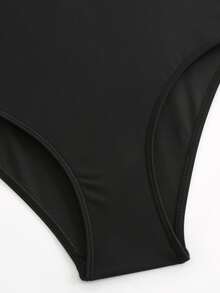 Swim Oasis Plus Size 1-Piece Swimsuit With Metal Accessory, Simple Solid Color Cover Up Skirt, Summer Women Casual Beach Resort Wear - Black - View 9