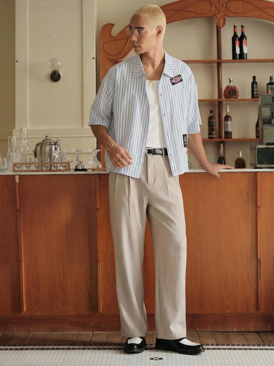 SWAVVY Men's Casual Versatile Solid Color Pants,Business Casualants, , Mens Pleated Trouser