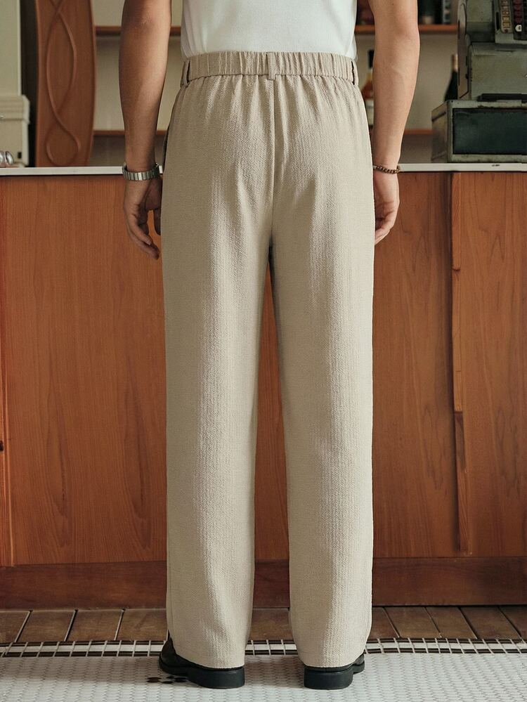 SWAVVY Pantalones casuales y versátiles de unicolor para hombres - Albaricoque - Añade 4