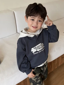 DAZY Baby Boys Hooded Long Sleeve Autumn/Winter Sweatshirt Toddler - Blue - View 7