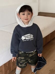 DAZY Baby Boys Hooded Long Sleeve Autumn/Winter Sweatshirt Toddler - Blue - View 5