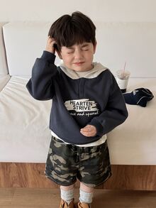 DAZY Baby Boys Hooded Long Sleeve Autumn/Winter Sweatshirt Toddler - Blue - View 3