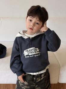 DAZY Baby Boys Hooded Long Sleeve Autumn/Winter Sweatshirt Toddler - Blue - View 1