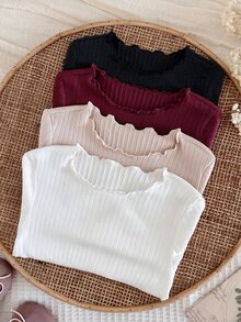LMoss Kids 女童 4 件組長袖針織休閒 T 恤套裝，秋季女童服飾，適合日常休閒穿著與街頭風格 - 彩色 - 查看 2
