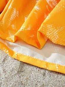 SHEIN Pantalones cortos de playa/natación con cordón en la cintura y degradado de color para adolescentes, vacaciones de verano - Naranja - Ver 6