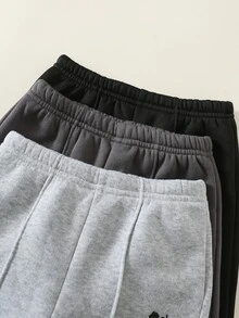 SHEIN 男嬰卡通馬圖案針織軟彈腰長褲 3 件套 多用途舒適 - 彩色 - 查看 5