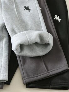 SHEIN 男嬰卡通馬圖案針織軟彈腰長褲 3 件套 多用途舒適 - 彩色 - 查看 7