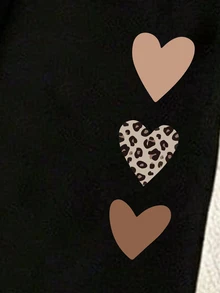 6件組 春夏秋季女童時尚創意可愛豹紋愛心蝴蝶卡哇伊兔子與熊圖案印花休閒度假風基本款短T恤與內搭褲套裝 - 彩色 - 查看 4