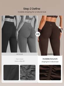 GLOWMODE 24" Peakbum-Lift FeatherFit™-Sculpt Butt-Lifting Tummy Control Side Pockets Leggings Medium Impact Training Running Workout Gym Fitness Wear - Brown - View 4