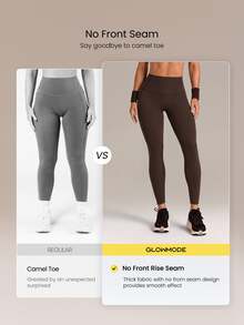 GLOWMODE 24" Peakbum-Lift FeatherFit™-Sculpt Butt-Lifting Tummy Control Side Pockets Leggings Medium Impact Training Running Workout Gym Fitness Wear - Brown - View 6