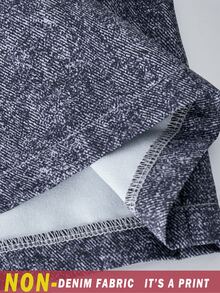 SHEIN Explorewe [Denim Effect] 2件組青少年女孩連帽衛衣與印花長褲套裝 秋冬款 - 彩色 - 查看 6