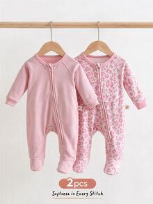 Cozy Pixies 新生兒男嬰女嬰卡通動物圖案針織柔軟圓領長袖連身長褲家居服，舒適百搭時尚日常可愛熊圖案簡約風，適合室內/戶外派對、拍照、假期、萬聖節、聖誕節、新年，秋冬款 - 彩色 - 查看 3