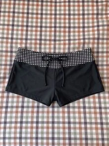 Elavelle Women's Spring/Summer High Waist Bow Bikini Bottom Beachwear Black And White Polka Dot Casual Active,Vacation - Multicolor - View 2