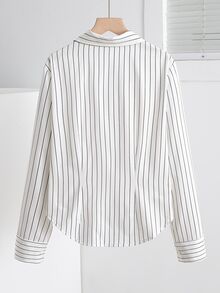SHEIN 青少年女孩秋季上衣 休閒圖案印花長袖上衣 圓弧下擺 返校季 假日穿搭 秋季 - 白色 - 查看 4