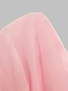 SHEIN 少女純色抓皺時尚掛脖綁帶迷你洋裝 - 粉色 - 查看 7