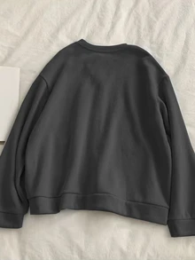 Resyla 女士纯色长袖单排扣双口袋休闲宽松常规外套 - 黑色 - 查看 2