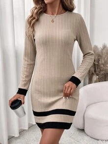 SHEIN Clasi فستان قصير كاجوال بألوان متباينة للنساء للارتداء اليومي - متعدد الألوان - مشاهدة 1