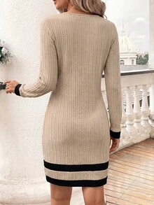 SHEIN Clasi فستان قصير كاجوال بألوان متباينة للنساء للارتداء اليومي - متعدد الألوان - مشاهدة 2