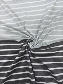 SHEIN 前扣式休闲条纹印花长袖上衣和裤子女士睡衣套装秋冬服装 - 深灰色 - 查看 8