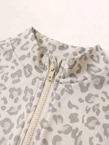 SHEIN 女童小女孩 2件組立領拉鍊純色長袖上衣與長褲套裝，適合休閒、日常與校園穿著，適用春夏秋季 - 粉色 - 查看 5