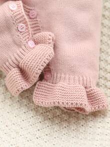 Souflis Souflis Baby Girl Bow Decor Cute Sweater Romper With Long Pants - Baby Pink - View 7
