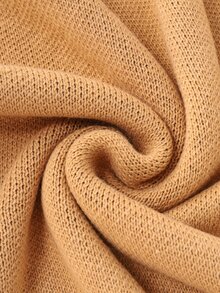 Balvessa Turtleneck Batwing Sleeve Asymmetrical Hem Knit Poncho - Brown - View 7