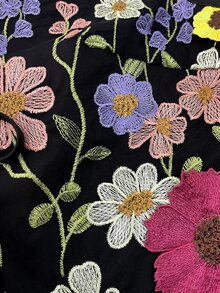 GlowEve CURVE Plus Size Colorful Floral Embroidered Sleeveless Jacket Fall - Multicolor - View 4