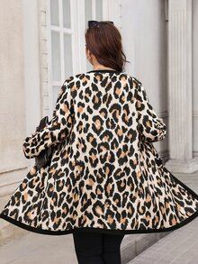 SHEIN Clasi جاكيت بطبعة نمر أنيق كاجوال عادي للأعمال كاجوال رسمي للمكتب روديو خريف مقاس كبير - متعدد الألوان - مشاهدة 3