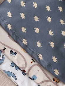 SHEIN Vintaside Kids 6pcs Baby Boy Blue & Khaki Car & Elephant Print Long Sleeve Pajama Set Autumn/Winter - Multicolor - View 8