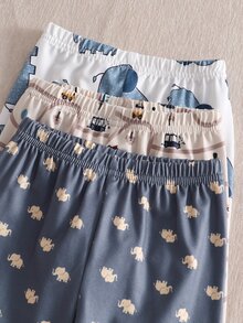 SHEIN Vintaside Kids 6pcs Baby Boy Blue & Khaki Car & Elephant Print Long Sleeve Pajama Set Autumn/Winter - Multicolor - View 6