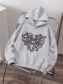 SHEIN 青少年男款休閒純色淺灰色寬鬆連帽衛衣 - 彩色 - 查看 10
