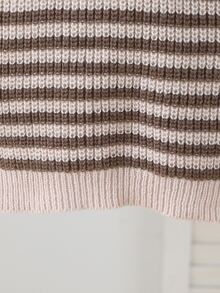 Young Girl Striped 3D Daisy Decor Sweater Dress Autumn Winter - Brown - View 6