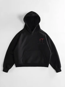IT Chapter TWO | Manfinity STYNVO Men's Letter Print Long Sleeve Casual Hoodie Sweatshirt - Black - View 2
