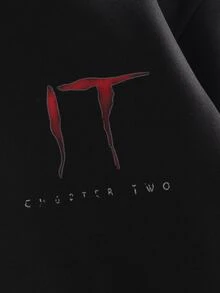 IT Chapter TWO | Manfinity STYNVO Men's Letter Print Long Sleeve Casual Hoodie Sweatshirt - Black - View 5