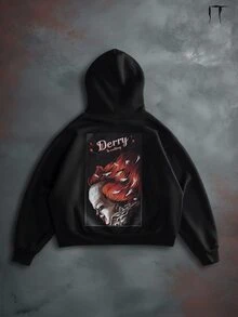 IT Chapter TWO | Manfinity STYNVO Men's Letter Print Long Sleeve Casual Hoodie Sweatshirt - Black - View 3