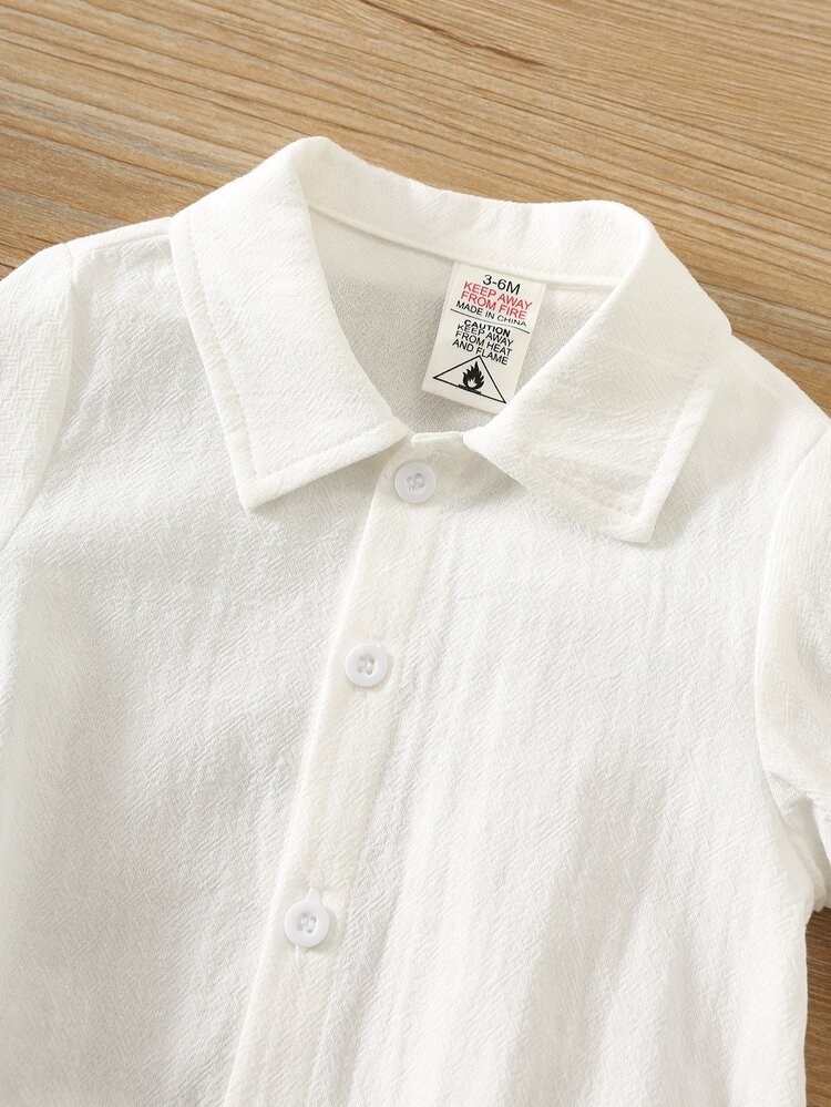 SHEIN Unisex Newborn Baby Boy/Girl 100%Cotton Autumn/Winter Long Sleeve White Bodysuit, Baby Bodysuit, Holiday, Full Moon And First Birthday Celebration, Baby Shower, Baby Birthday - White - View 4