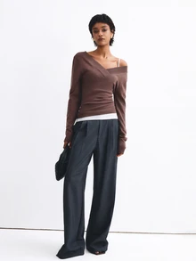 ATUI Studio Autumn/Winter Casual Minimalist Elegant Versatile Solid Color Slim Fit Sweater Brunch Coffee Brown - Brown - View 6