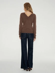 ATUI Studio Autumn/Winter Casual Minimalist Elegant Versatile Solid Color Slim Fit Sweater Brunch Coffee Brown - Brown - View 7