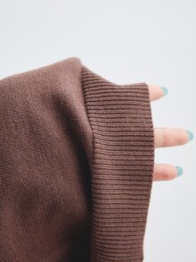 ATUI Studio Autumn/Winter Casual Minimalist Elegant Versatile Solid Color Slim Fit Sweater Brunch Coffee Brown - Brown - View 8