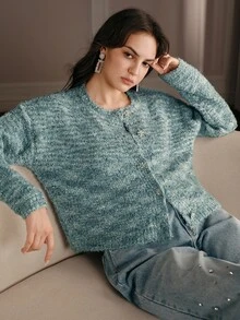 Anewsta Autumn/Winter Fashion Elegant Blended Knit Cardigan - Multicolor - View 6