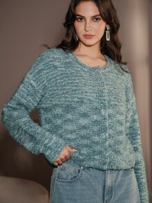 Anewsta Autumn/Winter Fashion Elegant Blended Knit Cardigan - Multicolor - View 2