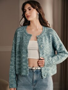 Anewsta Autumn/Winter Fashion Elegant Blended Knit Cardigan - Multicolor - View 7
