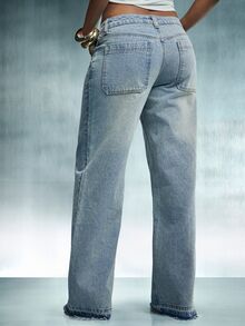 Denimoi Celana Jeans Denim Wanita Kasual Serbaguna untuk Perjalanan Sehari-hari dengan Saku dan Kancing - Light Wash - View 5