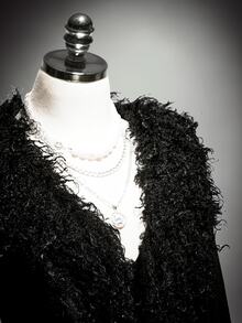 SHEIN ICON Plus Size Y2K Retro Fur Collar Patchwork Sexy Knit Long Sleeve Cardigan Jacket - Black - View 8