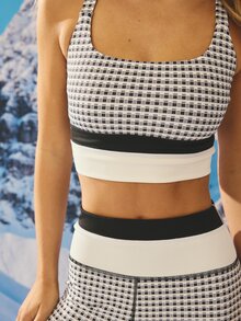 Aralina Leisurwear Colour Block Sleeveless High Waisted Workout Crop And Legging Two Pieces Set Gym Work Out Pilates Yoga Casual Set - Black and White - View 6