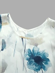 EMERY ROSE Camisetas gráficas holgadas para mujer con Top de tirantes y bajo asimétrico estampado - Multicolor - Ver 4