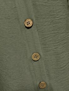 SHEIN LUNE Casual Vacation Daily Wear Loose Fit Can Be Worn As Shacket With Pockets Home Country Old Money Women's Dress - Olive Green - View 4