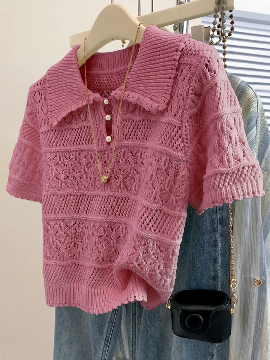 EMERY ROSE Nueva llegada Suéter tejido de colores mixtos de moda europea y americana - Rosa Roja - Ver 1